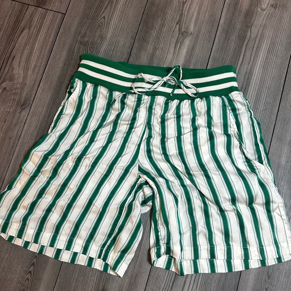 Anthropologie Green and White Shorts